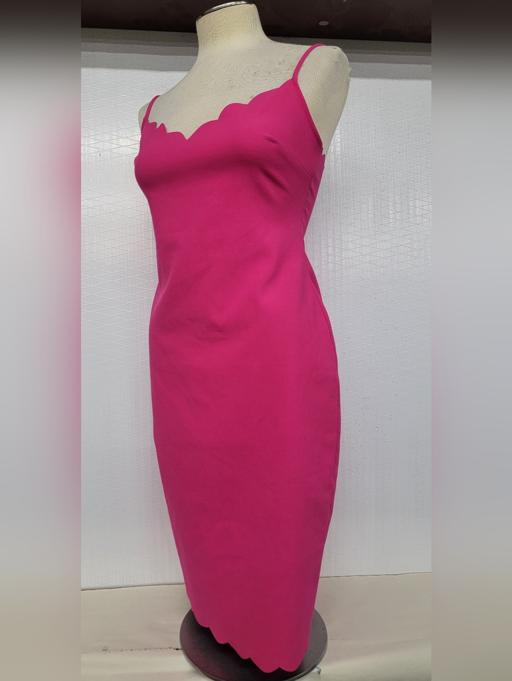 Fuchsia Pink Scallop-Trim Dress